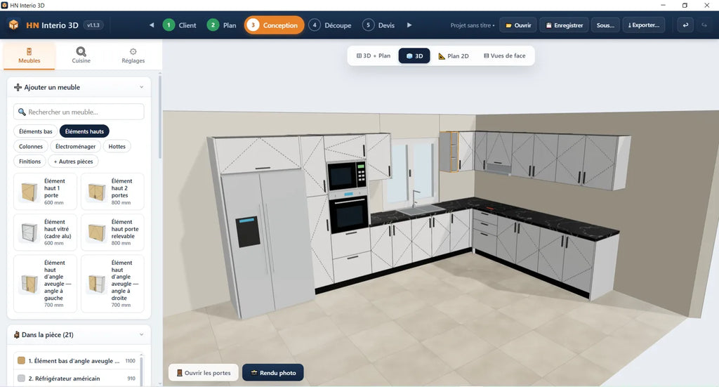 Cuisine en 3D avec HN Interio 3D