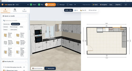 Plan 2D et vue 3D